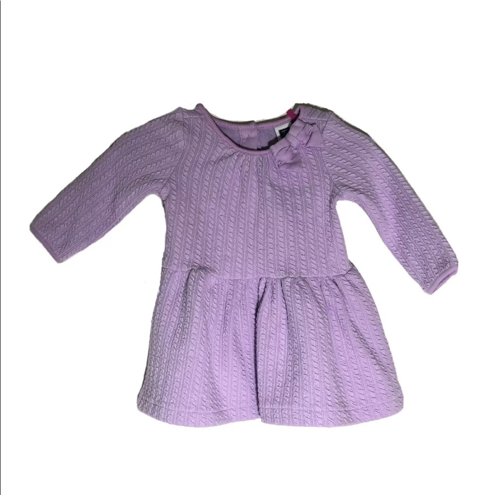 Janie & Jack Purple Raised Textured Bow Dress 0-3M